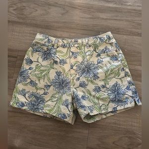 High Sierra White Blue Floral Denim Jean Shorts